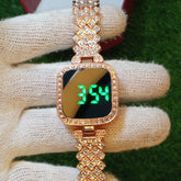 Ladies Touch LED Watch – Full Golden Edition | Diamond Strap | Stainless Steel Build